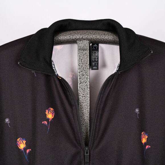 Adidas Women's Full Zip Rose Floral Print Track Jacket Size SMALL Pockets Black - Picture 4 of 7